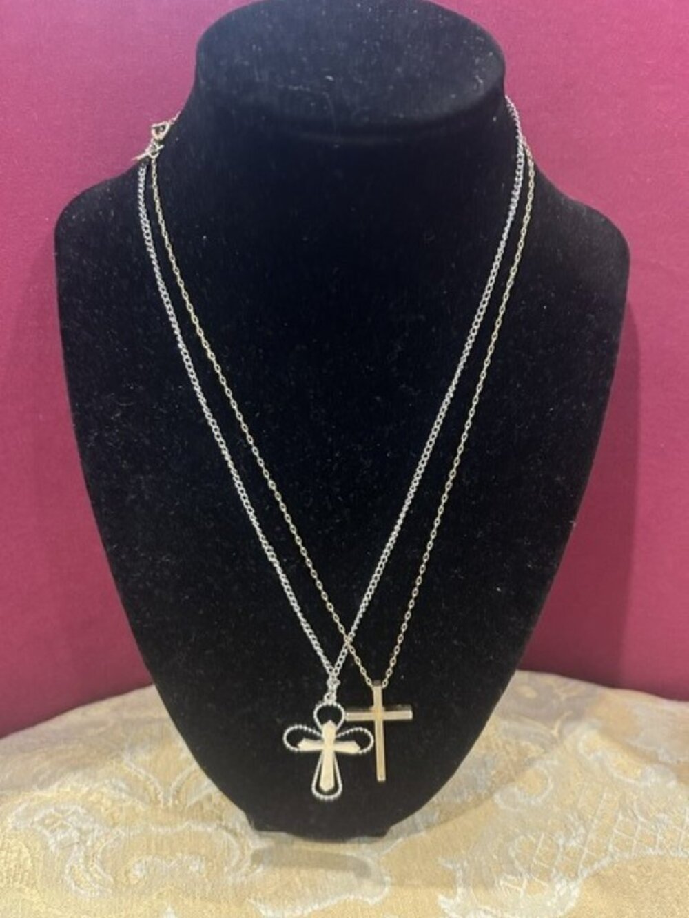 SARAH COVENTRY - 2 CROSS Silver/Gold Pendant NECKLACES